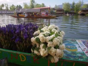 these are real flowers being sold on a shikara